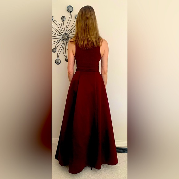 Two Piece Maroon Ball Gown - Picture 3 of 7